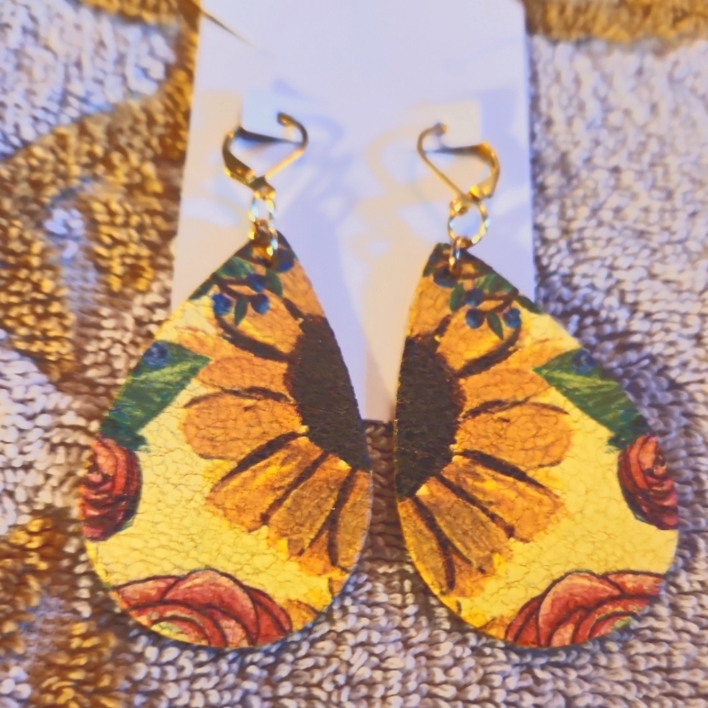 18k Gold Plated Leather Earrings